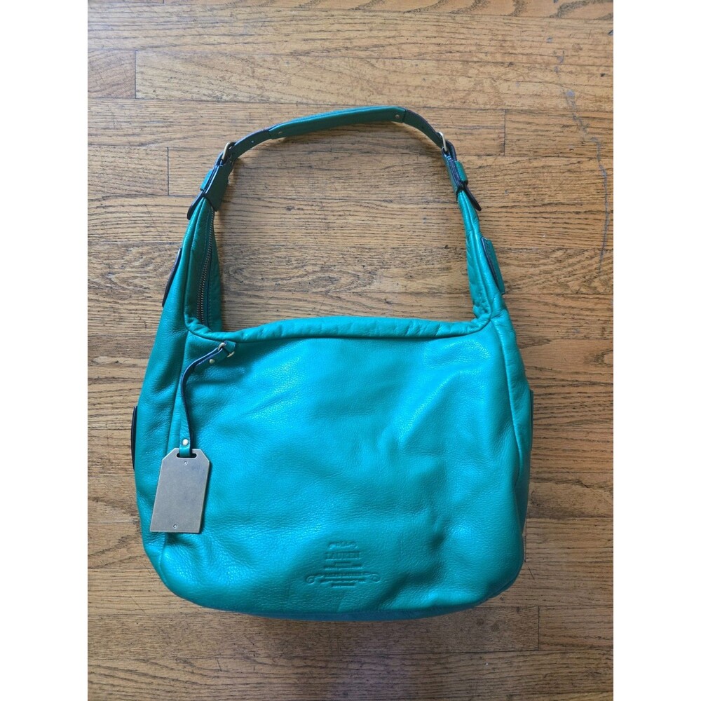 Vtg Lauren Ralph Lauren Collection Green Leather Hobo Shoulder Bag